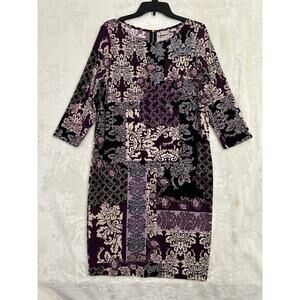 NWT Chico's Travelers Royal Damask Sheath Dress 1 S M Mature